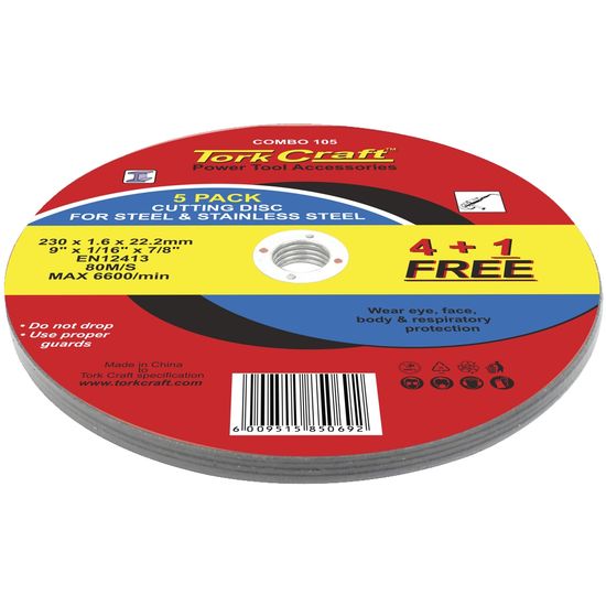TORK CRAFT 4+1 Free Cutting Disc Metal 230x1.6x22.22mm